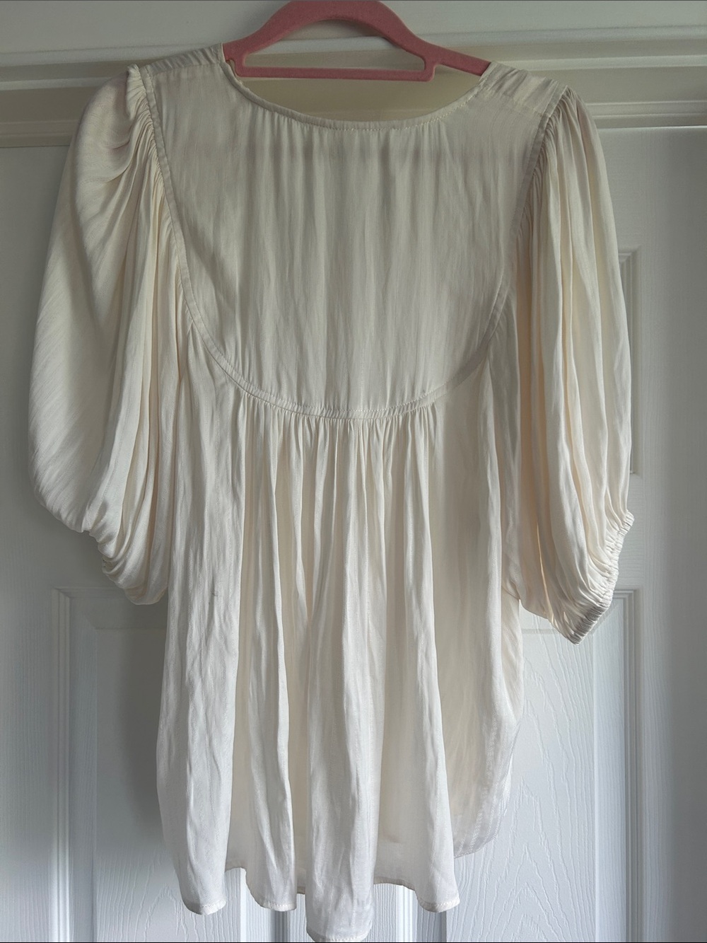 Anthropologie Cream Gauzy Button-Front Peasant Blouse - Picture 8 of 10